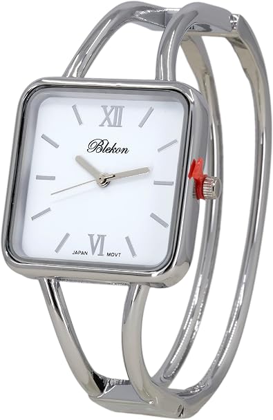 Collections Womens 30mm Square Elegant Metal Cuff Bangle Fashion Watch