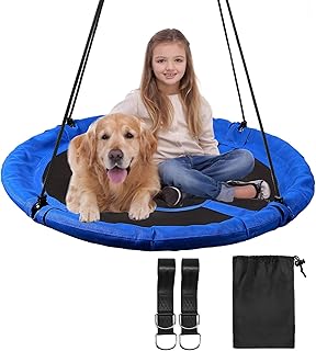 REDCAMP Columpio nido de 110 cm para niños en interiores al aire libre, gran platillo redondo, capacidad de peso de 500 libras, ideal para árbol, patio trasero, parque infantil, jardín, color azul