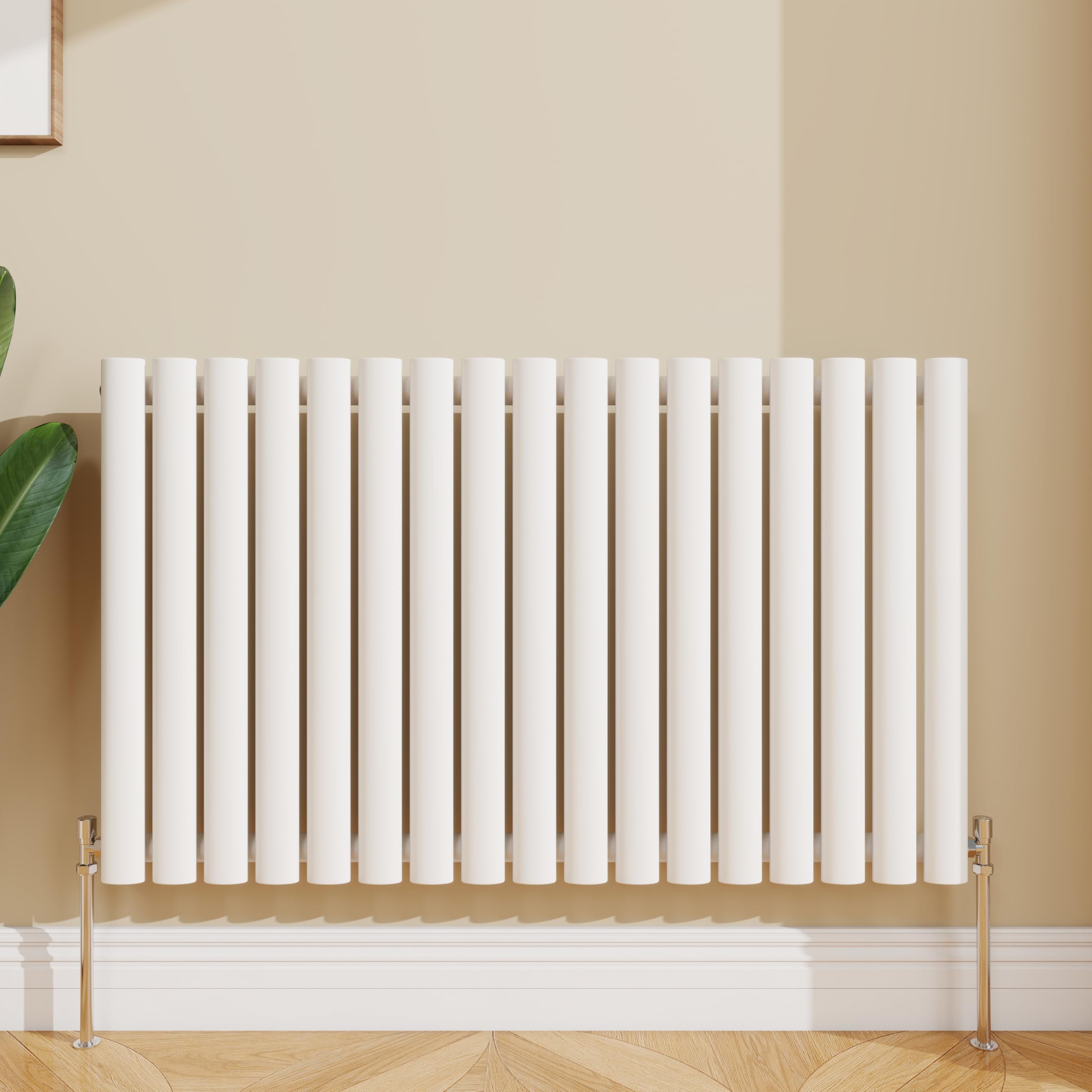 SLINE SANITARY Horizontal Oval Column Rradiator Bathroom Central Heating White 600×1003mm Single Panel Radiator