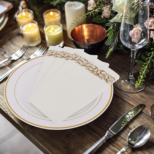 Miniatura 5 de FOCUSLINE 200 servilletas de baño desechables de tacto de lino, toallas de papel suave y absorbente, toallas de mano de papel similar a la tela,