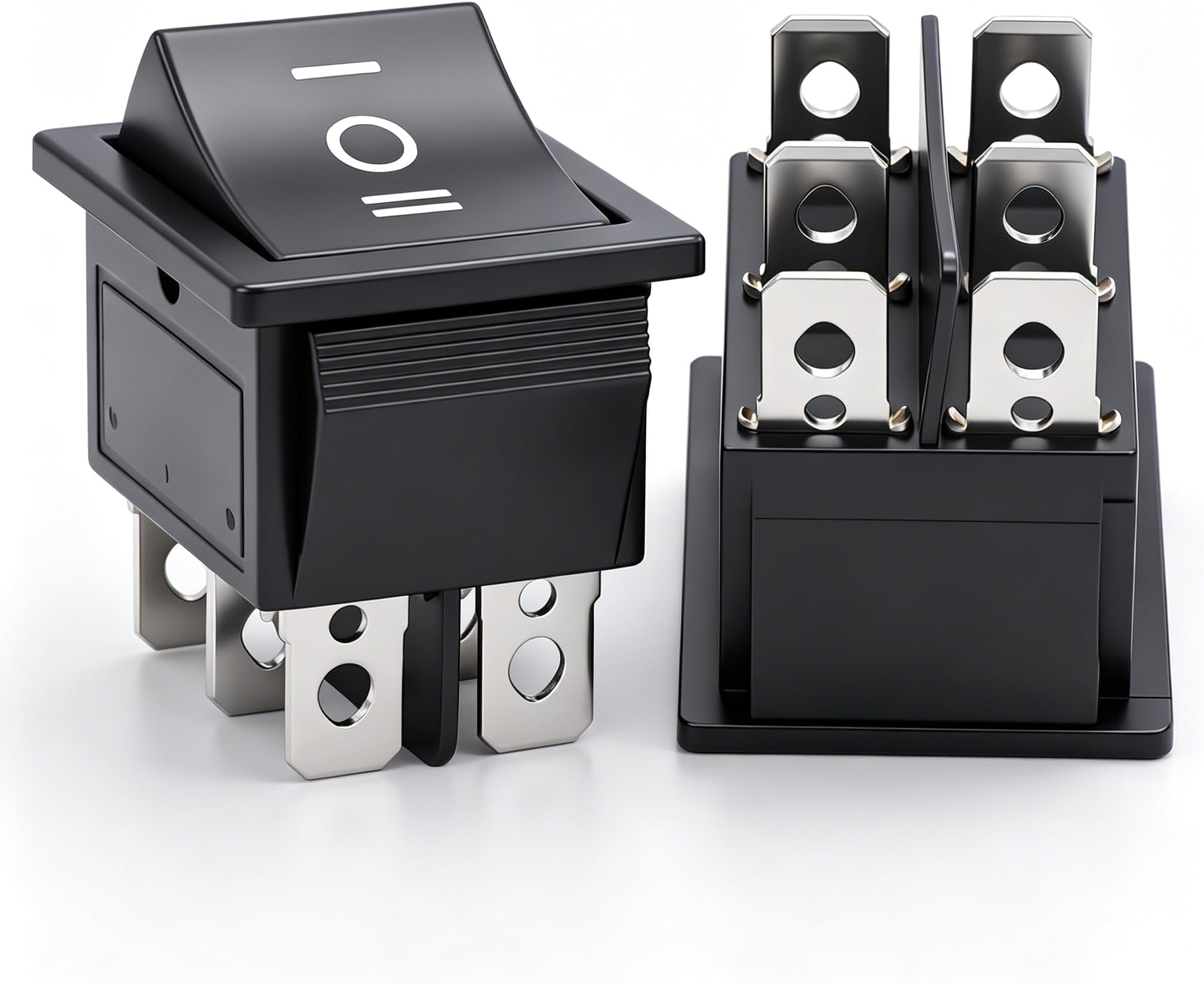 Twidec/2Pcs Rocker Switch 6 Pins 3 Position ON/Off/ON AC 10A/125V 6A/250V DPDT Car Boat Black KCD4 Rocker Switch Toggle KCD2-203