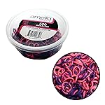 Amelia Beauty | 500 Count 1/2 Rubber Bands | Premium US Made Rubber Hair Ties | Ideal for Ponytails, Braids & Beards | Strong All Day Hold | Convenient Re-closable Container | Purple and Fuchsia Mix