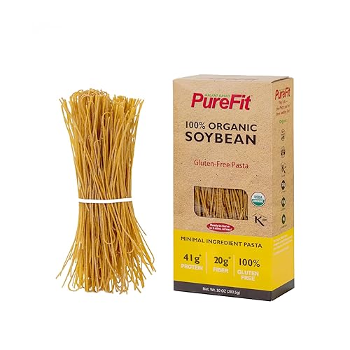 PureFit - Pasta de soja baja en carbohidratos (10 onzas5 porciones) - Pasta de espagueti orgánica, sin gluten, apta para keto, alta proteína, sin