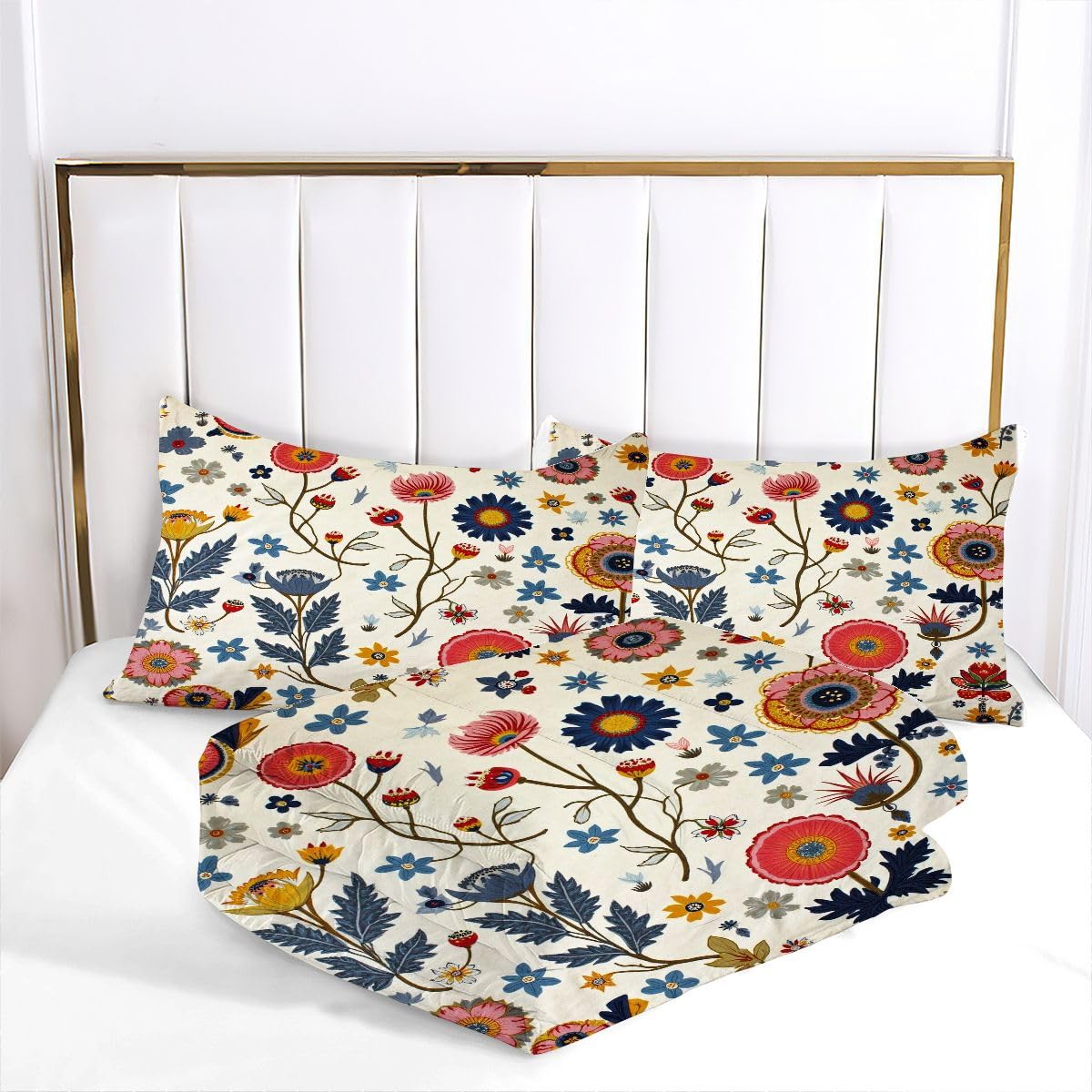 Edredón Nordica Cama 150-220x240 cm Dibujo de Colores, 3 Piezas Juego de Ropa para Adultos, 3D Edredón de Microfibra y 2 Funda de Almohada (220 x 240-50 x 75)