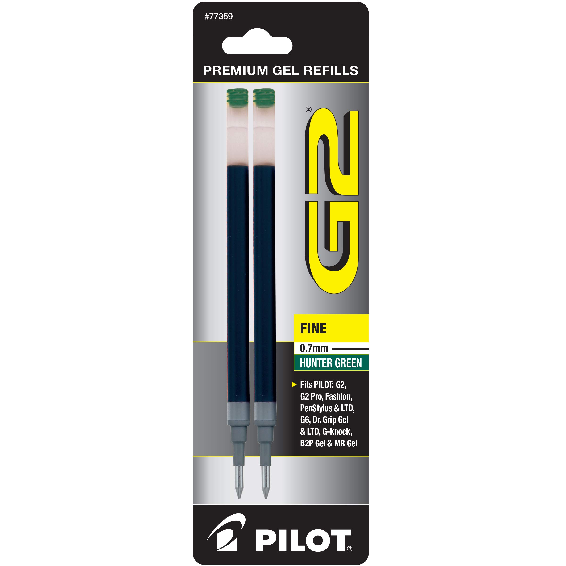 G2 Gel Ink Refills, Fine Point 0.7 mm, Hunter Green, Pack of 2