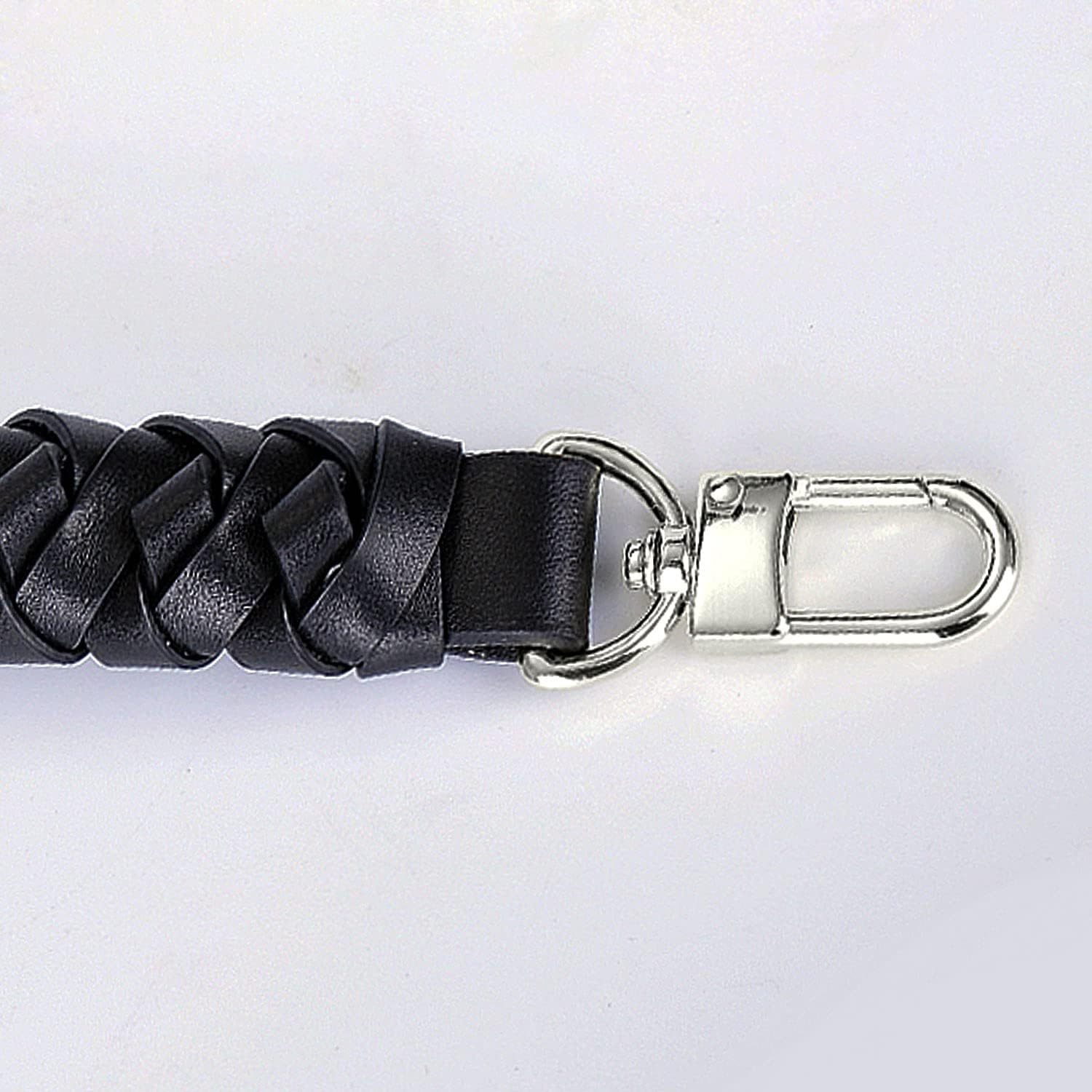 VanEnjoy Genuine Vachetta Leather Braided Handle Compatible for Beaubourg Hobo Top Handle Neonoe Strap (16" L, Black-Sliver Locks)