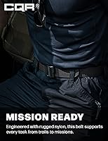 Vista 5 de CQR - cinturón táctico, cinturón resistente, estilo militar, correa de nailon, hebilla de liberación rápida. Paquete de 2 Dura Nylon Negro/Negro