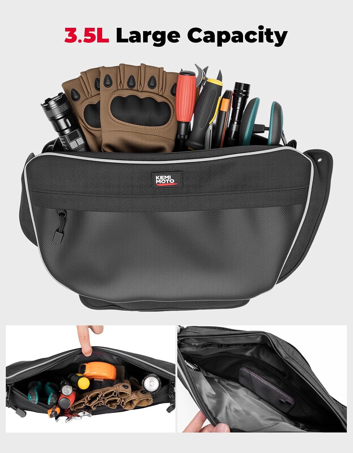 KEMIMOTO Door Storage Bags Compatible with Wolverine RMAX 2 1000, RMAX 4 1000, X2 1000, X2 850, X4 850, 3.5L 1680D Oxford Fabric Right and Left Bags, Secure Mounting, Water-Resistant Zipper
