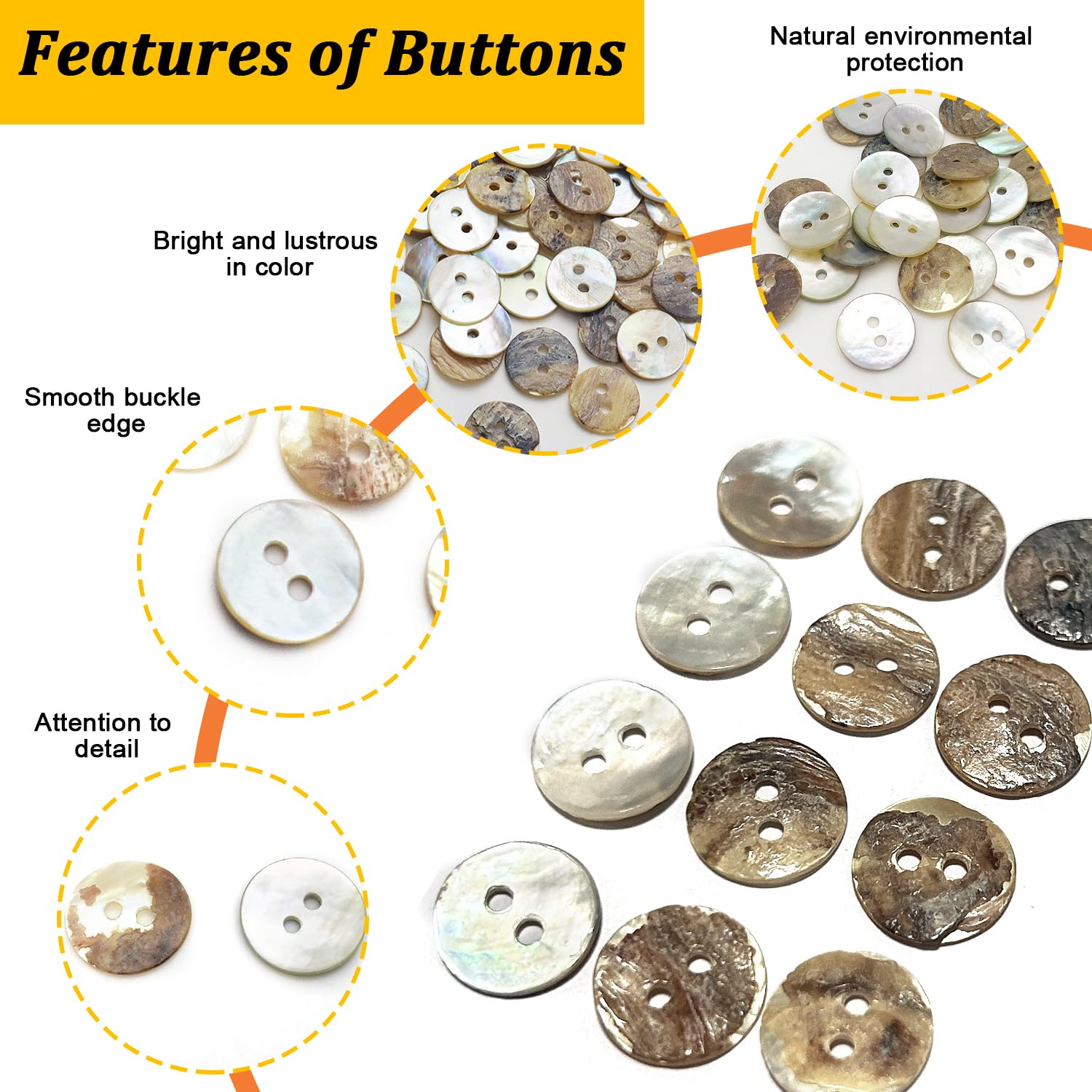 120 Bottoni In Madreperla Naturali 12.5 Mm - Per Camicie, Cappotti, Fai Da Te E Scrapbooking - Foto 4