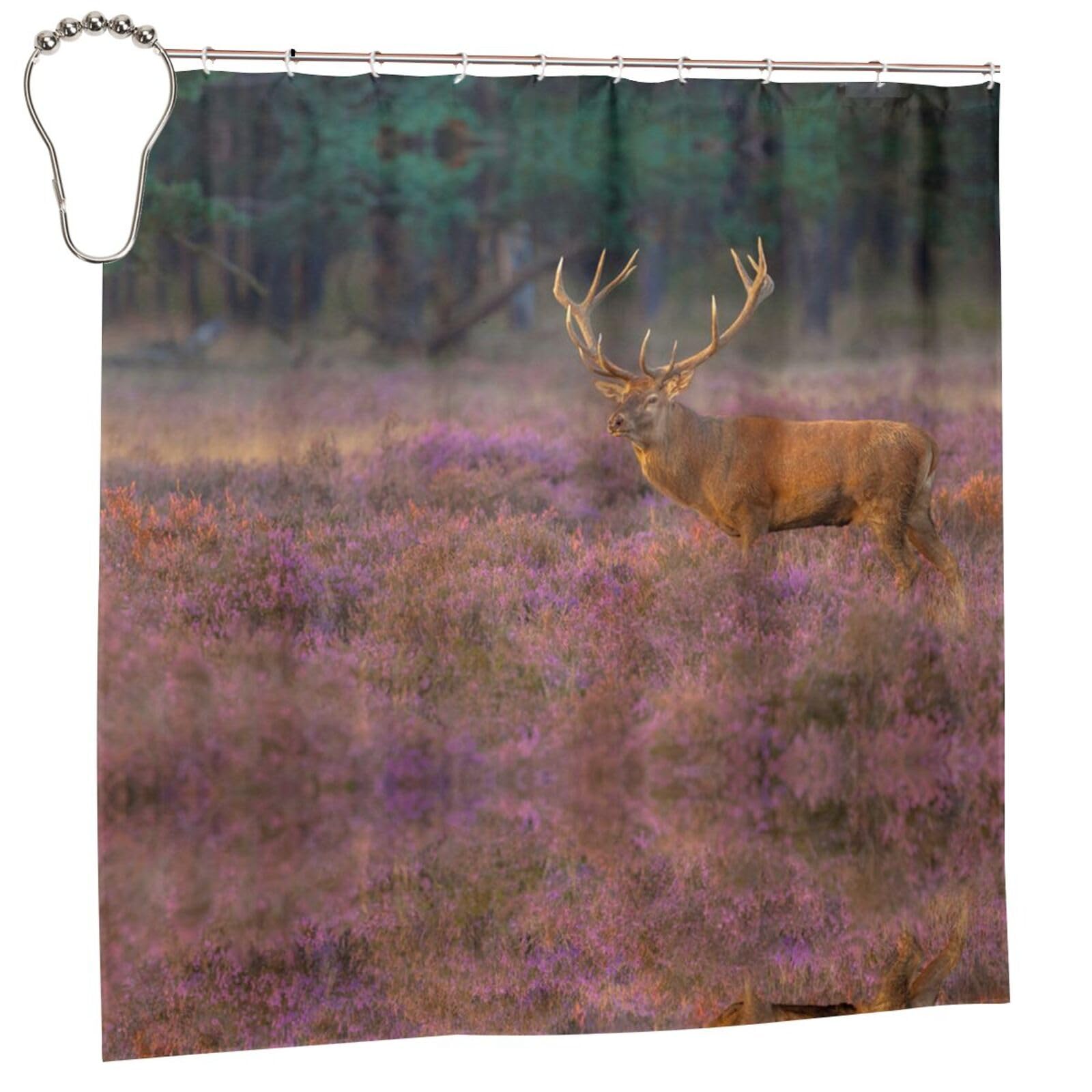 Rideau de douche cerf rouge mâle imperméable 183x183 cm pour décorer la salle de bain d'une maison