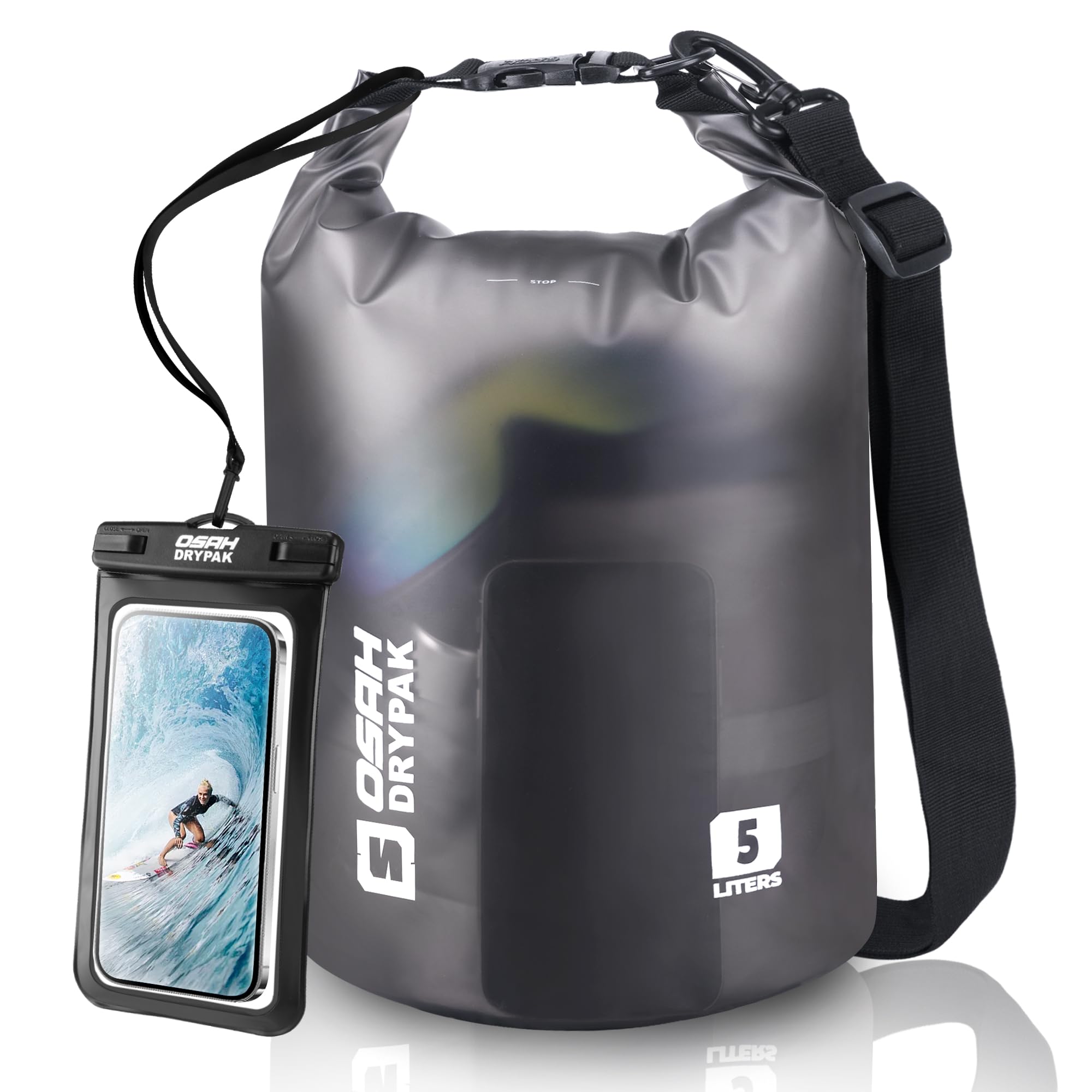 OSAH DRYPAK Dry Bag wasserdichte Tasche 5L/10L/20L/30L/40L Drybag Rucksack Wasserdicht Beutel mit Schultergurt und Wasserfester Handyhülle für Wassersport, Kajakfahren, Bootfahren, Camping