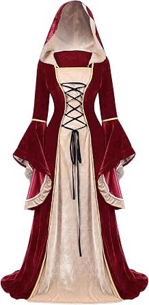 YEAXLUD Vampire Halloween Costume for Woman Renaissance Medieval Evil Queen Dress Womens Witch Costumes Cosplay Apparel