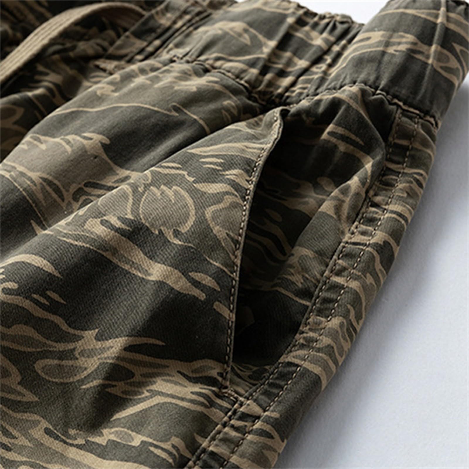 CHUNOTU - Pantalones cortos cargo para hombre, cintura elástica, estampado de camuflaje, pantalones de trabajo al aire libre, camping, atletismo, senderismo