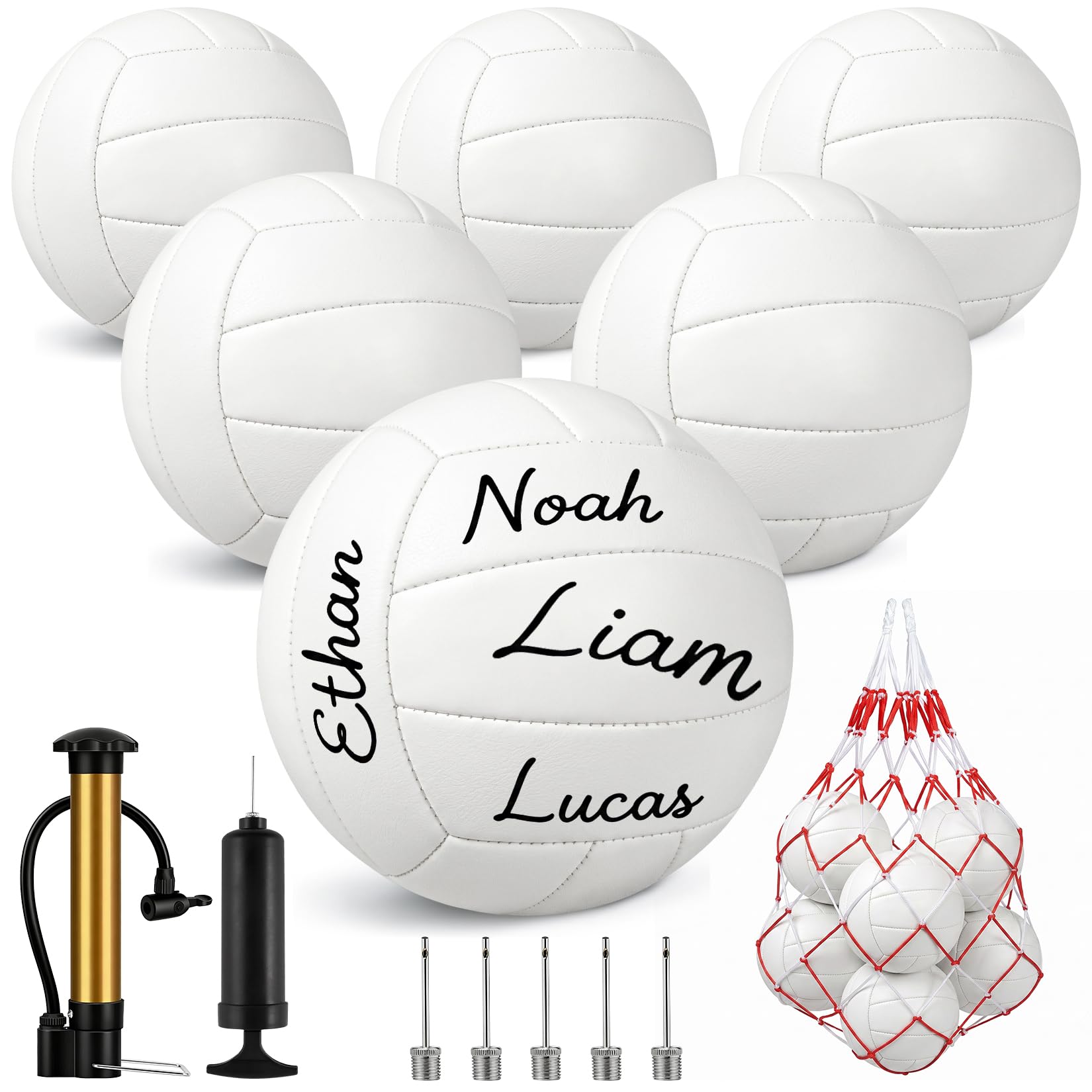 6 Pack Volleyballs Official Size 5 - Soft PU Leather Recreational Volleyball with Pump an…