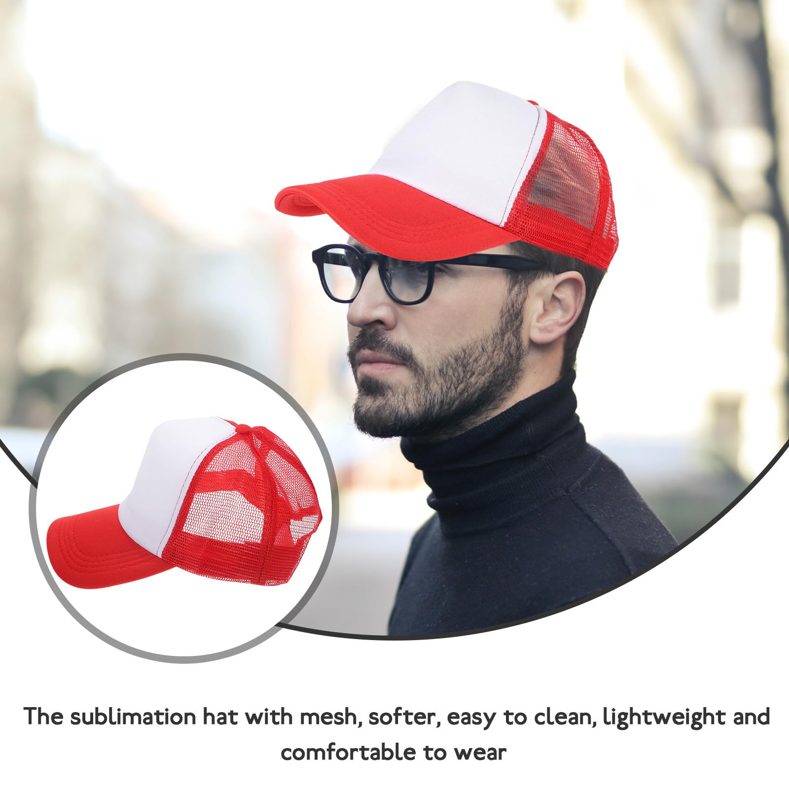 LIFKOME Berretto da Baseball in Rete Vuoto per Sublimazione, Cappellino Fai da Te in Poliestere Traspirante Spugna per attività Outdoor, Stile Semplice alla Moda