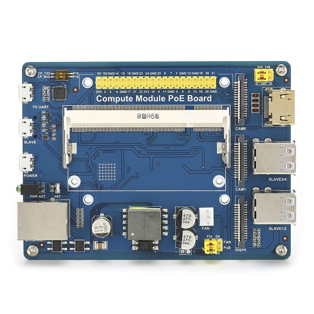 Aramox Scheda di Espansione per Modulo di Espansione PCB con POE 4 Porte USB 2 Porte per Telecamera CSI UART Ethernet DSI per Sviluppatori CM3 3Lite 3 e Progetti Embedded (Scheda di del