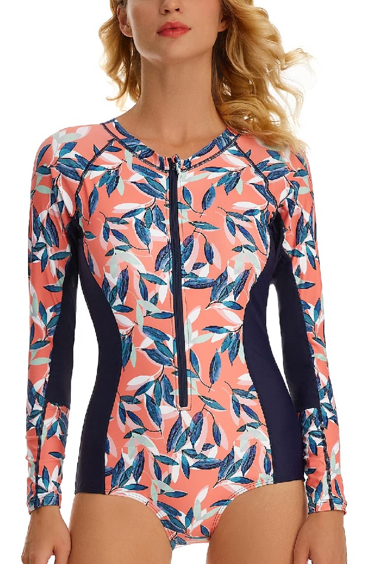 Women's One Piece Long Sleeve Bathing Suits UV Protection Rash Guard Surfing Swimsuit