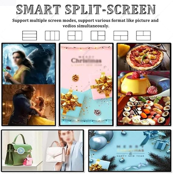 18.5''/21.5''/23.6''/27''/32''/43''/49'' Indoor Digital Signage Display, Advertising Display Media Player LCD Kiosk, Commercial Advertisement Display Screen, Looping+Smart Split Screen 32inch