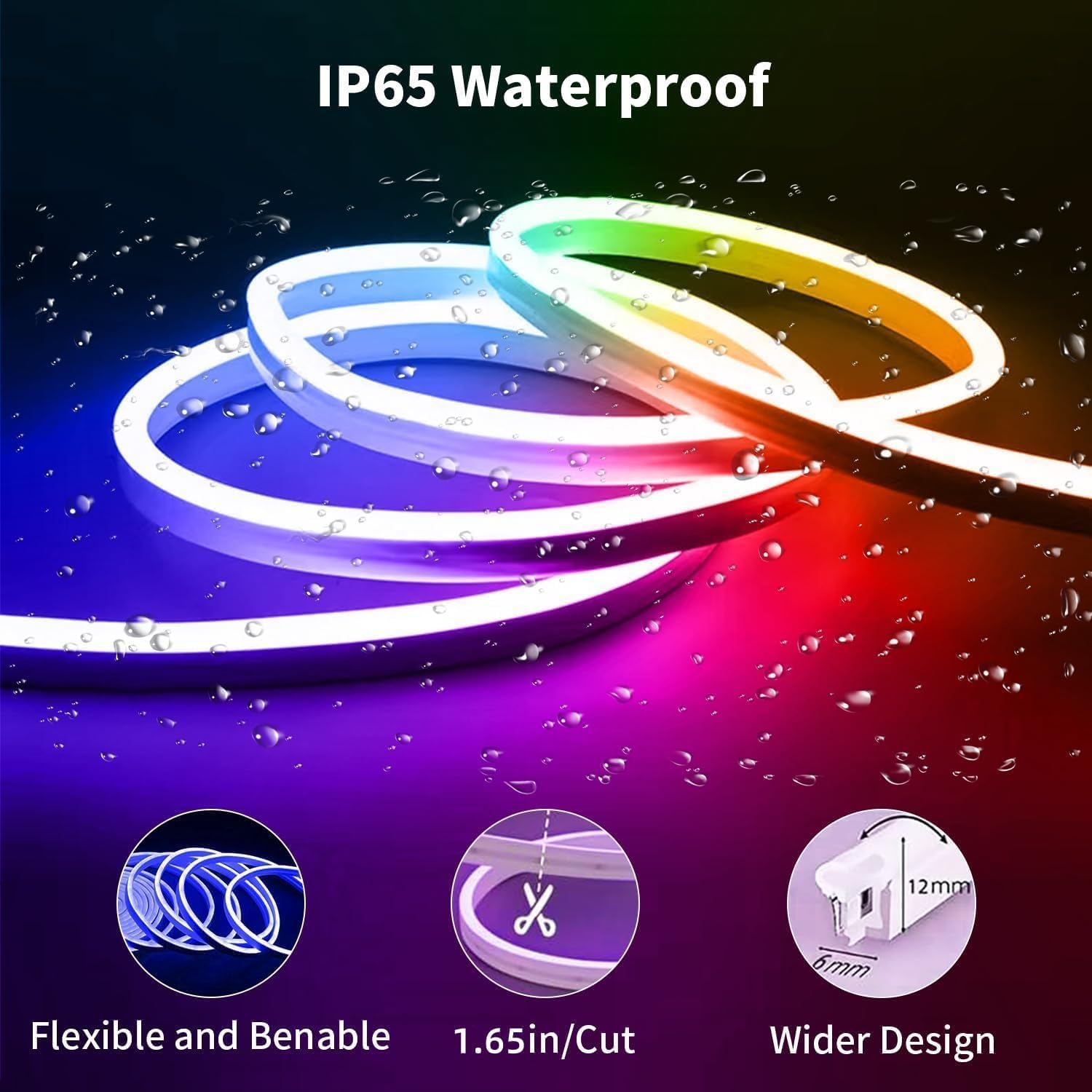 iNextStation RGB Tira LED Neon 15m, 24V Luces LED Flexible | con APP y mando a distancia, cambio de color, sincronización de música para juegos, festa e decorazioni per interni esterni