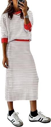 31% off: PRETTYGARDEN 2 Piece Skirts Sets for Women Fall Fashion 2026 Striped Sweater Dress Knit Lounge …