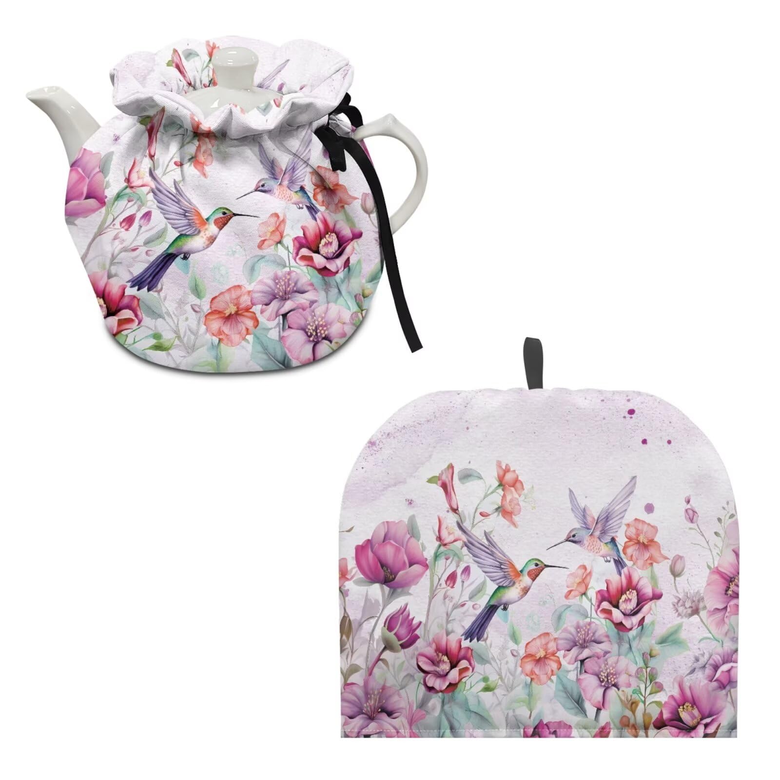 ZUXONGSY Hummingbird Tea Cozy for Teapot Insulated Floral Tea Pot Cover 2 Pcs Tea Cozy for Teapots Dust Cover for Women/Friend/Mom Tea Cozies Covers