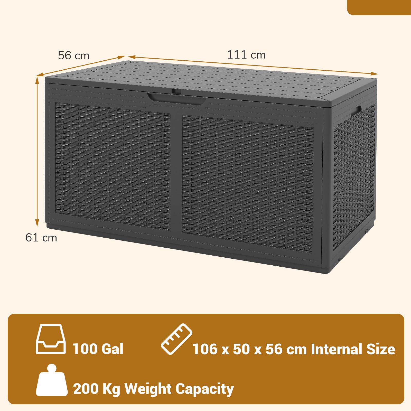 RELAX4LIFE 380L Cassapanca da Esterno, Contenitore da Patio Chiudibile a Chiave con 2 Ruote, Superficie in Finto Rattan, in Resina Impermeabile per Cuscini, Attrezzi (GRIGIO)
