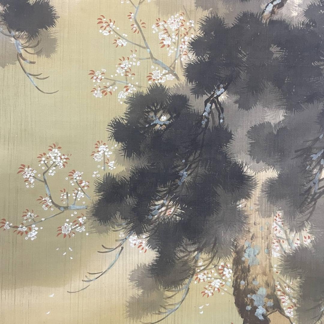 Amazon.co.jp: 春堂 雨中嵐山春色図 山水 桐共箱付 掛け軸A-298 : おもちゃ 