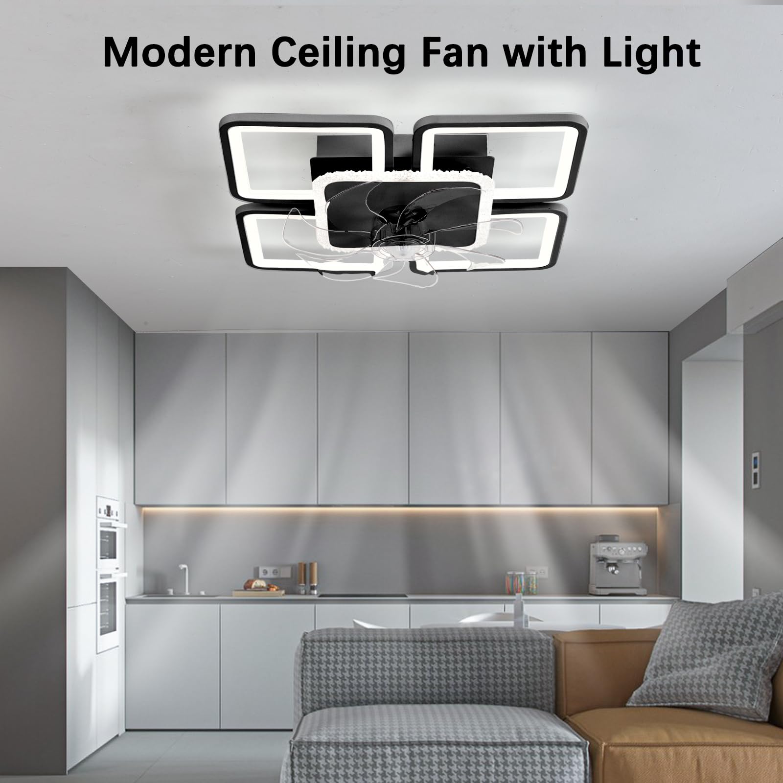 Ventilatore da Soffitto con Luce e Telecomando 54cm LED Dimmerabile