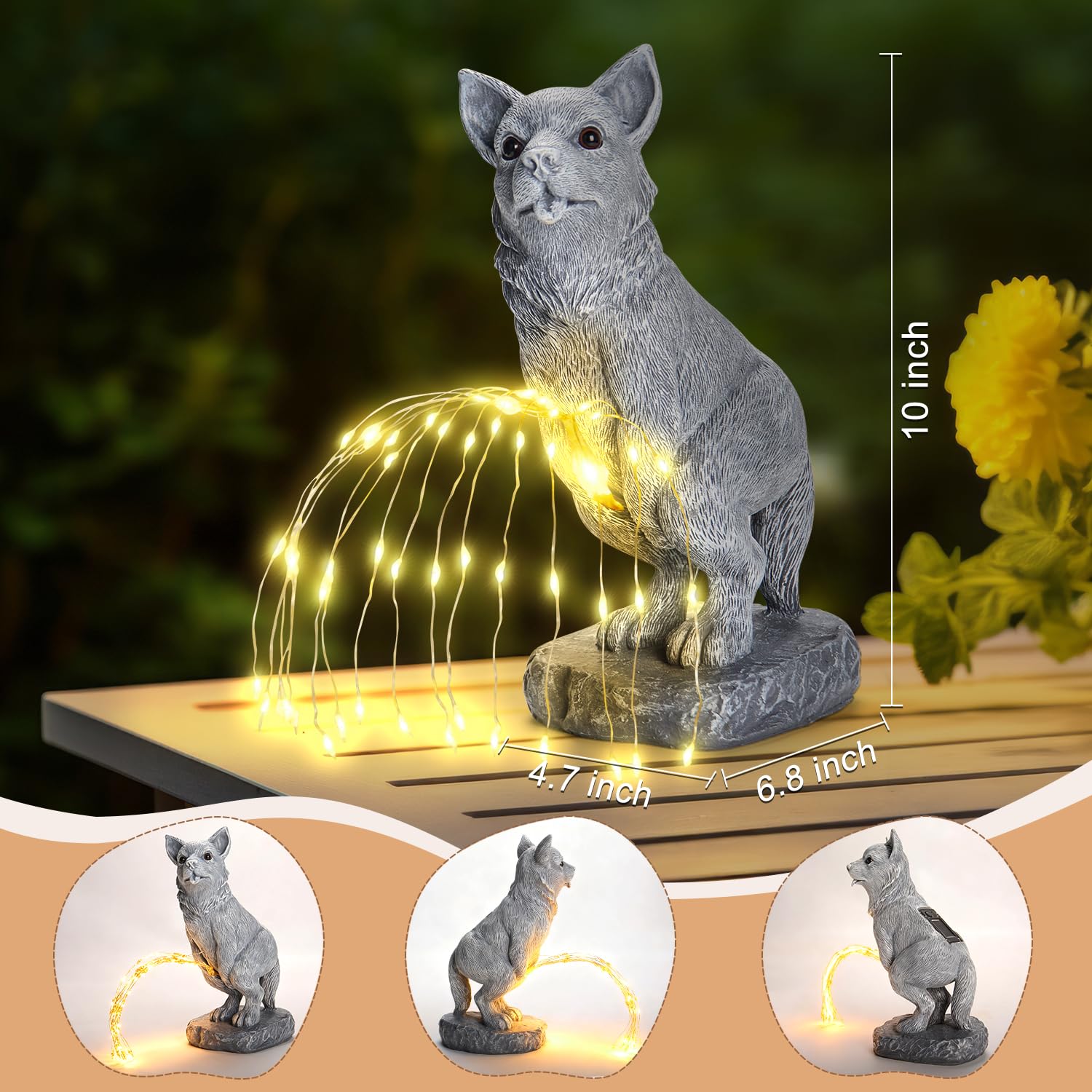 VOFSTAND Funny Dog Statue with Pee Solar Led, Ideal Gifts for