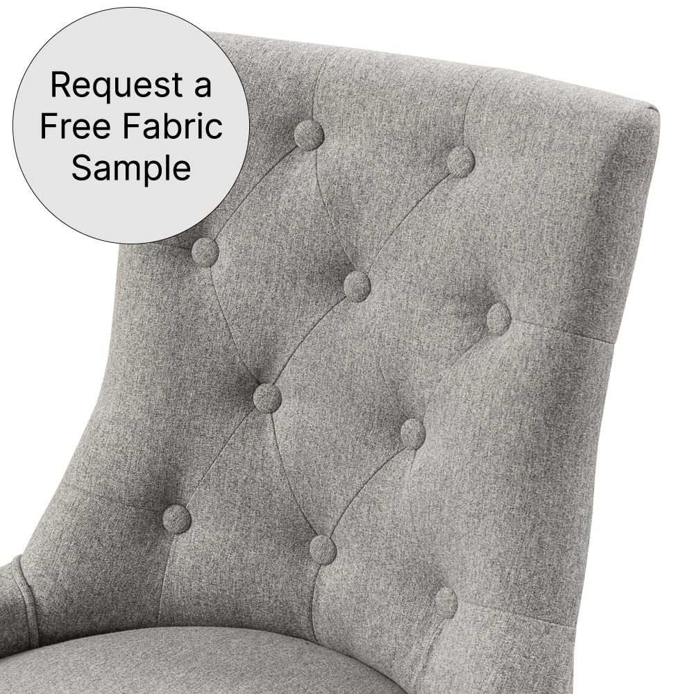 Luxury Grey Fabric Scoop Back Dining Chair Natural Oak Legs