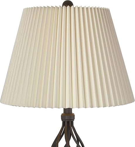 Miniatura 2 de Franklin Iron Works Annie - Juego de 2 lámparas de mesa rústicas de 28 pulgadas de alto, color marrón bronce, con desplazamiento abierto, cuchillo