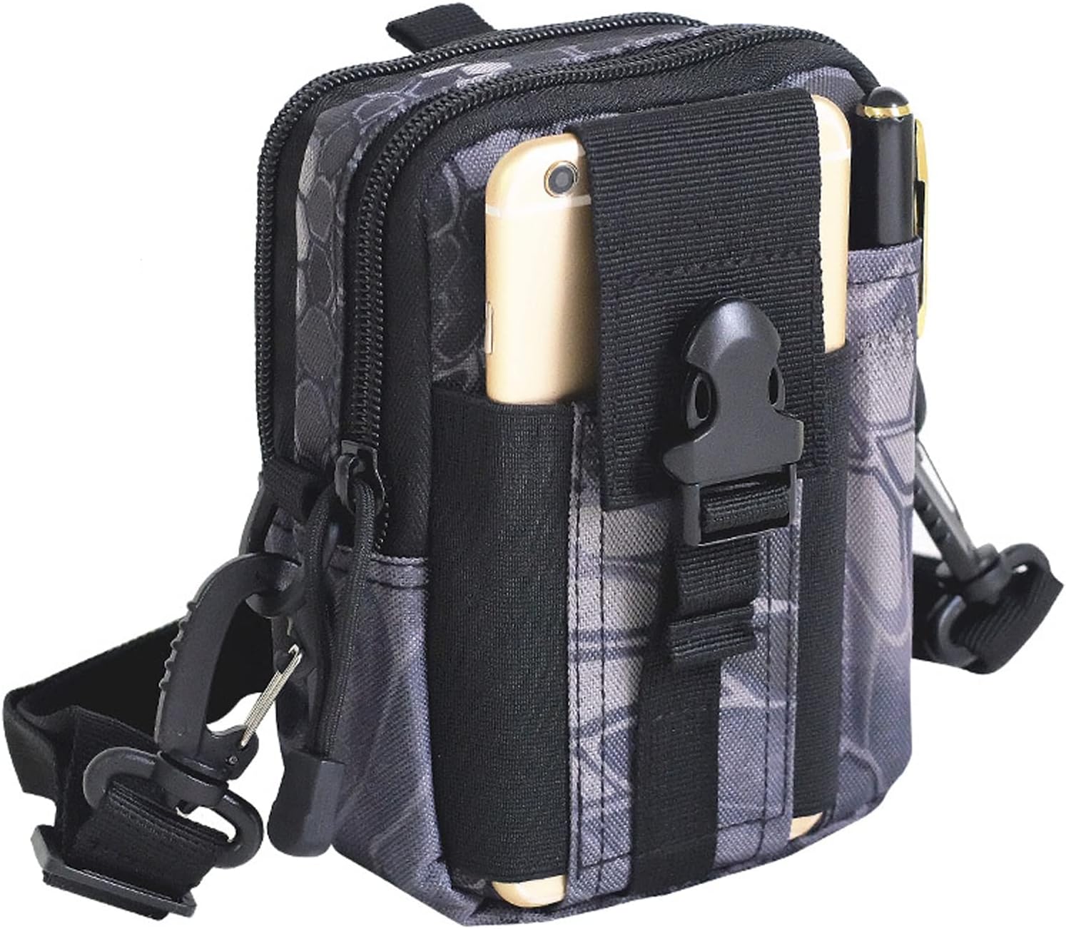 ZhaoCo Multi-Purpose Poly Tool Holder, Tactical Molle EDC Pouch with Cell Phone Holster and Shoulder Strap for Hiking Camping