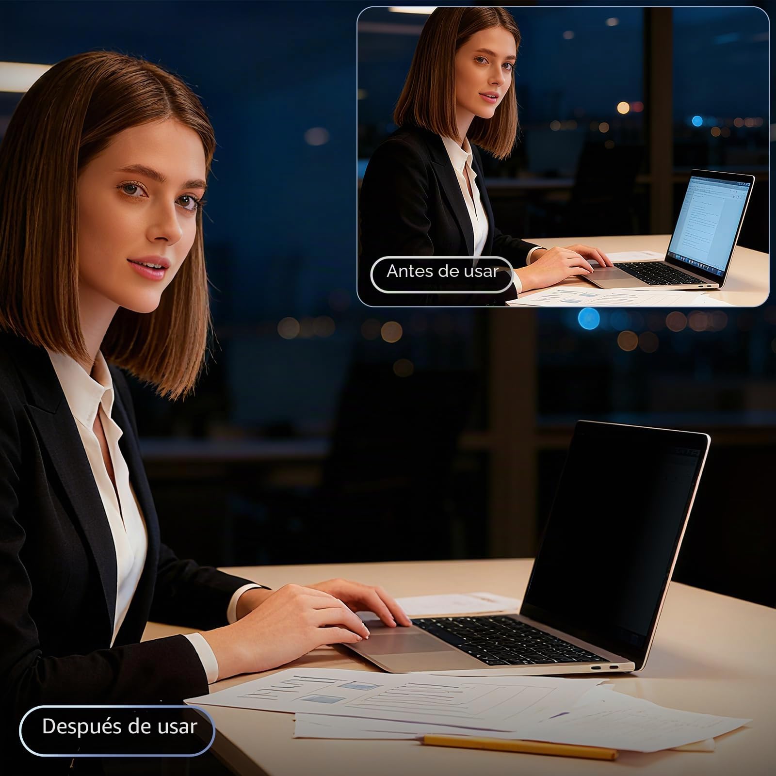 360° Filtro de Privacidad de 14 Pulgadas 16:10, Protección de Pantalla Anti-Espía Anti-Reflejo, Protector de Privacidad de Pantalla para Laptop Compatible con Lenovo/Dell/HP/Asus/Samsung/Acer