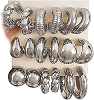 IFKM 24 Pairs Gold Hoop Earrings Set for Women - Hypoallergenic Chunky Chain Twisted Open Hoops Dangle Earrings, Fashion Gift Pack