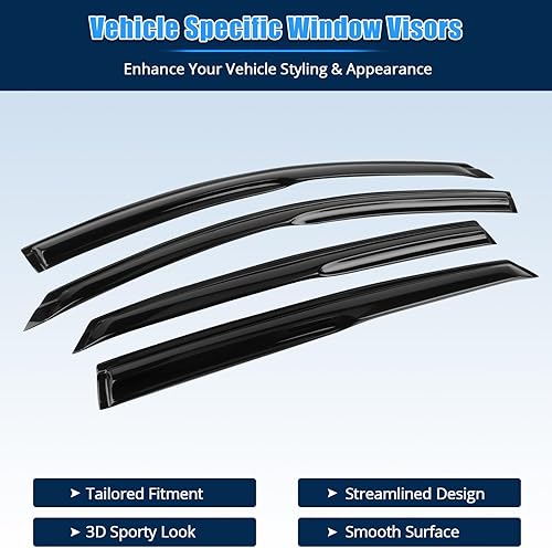 Miniatura 3 de FREEMOTOR802 Compatible con viseras de ventana Honda Accord Sedan 2018-2023, estilo Mugen, deflector de aire acrílico teñido de humo, protector de