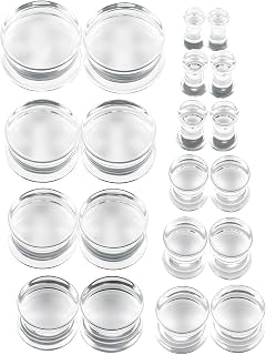 6G-20mm Solid Acrylic Gauges for Ear lightweight Plugs Clear Black Double Flared Saddle Ear Plugs Tunnels Earrings for Women Men