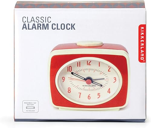 Miniatura 4 de Kikkerland Pequeño reloj despertador analógico retro clásico estilo vintage, movimiento de cuarzo, agujas que brillan en la oscuridad, para
