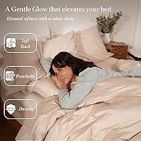 Vista 5 de Threadmill - Juego de funda de edredón de tamaño individual y color beige, funda de edredón transpirable, juego de 2 piezas de funda de edredón