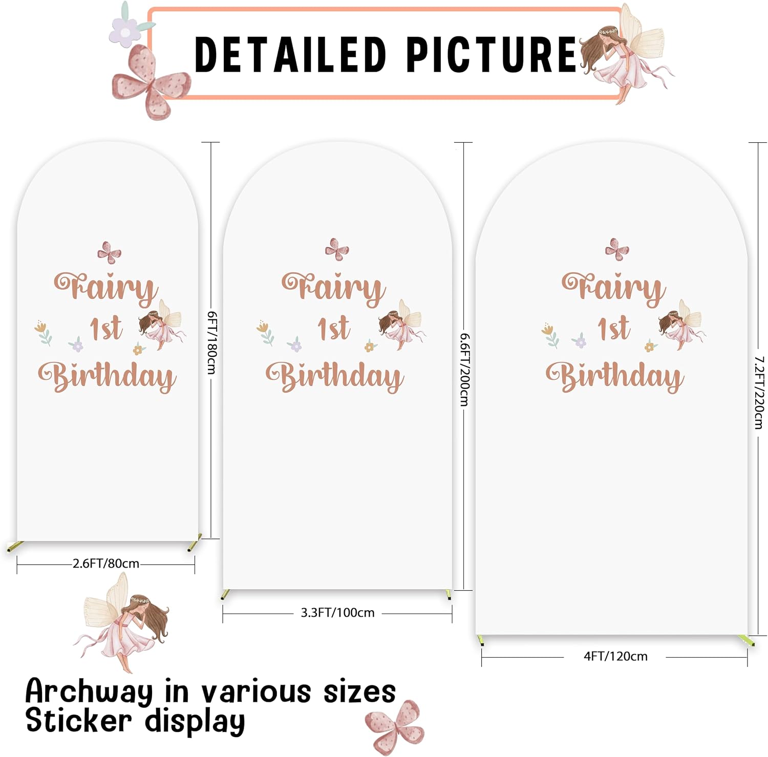 Fairy 1st Birthday Wall Decal Fairy First Birthday Party Decorations Butterfly Fairy Balloon Arch Stickers Flowers Garland Baby Shower Anniversary Baby Shower Party Supplies