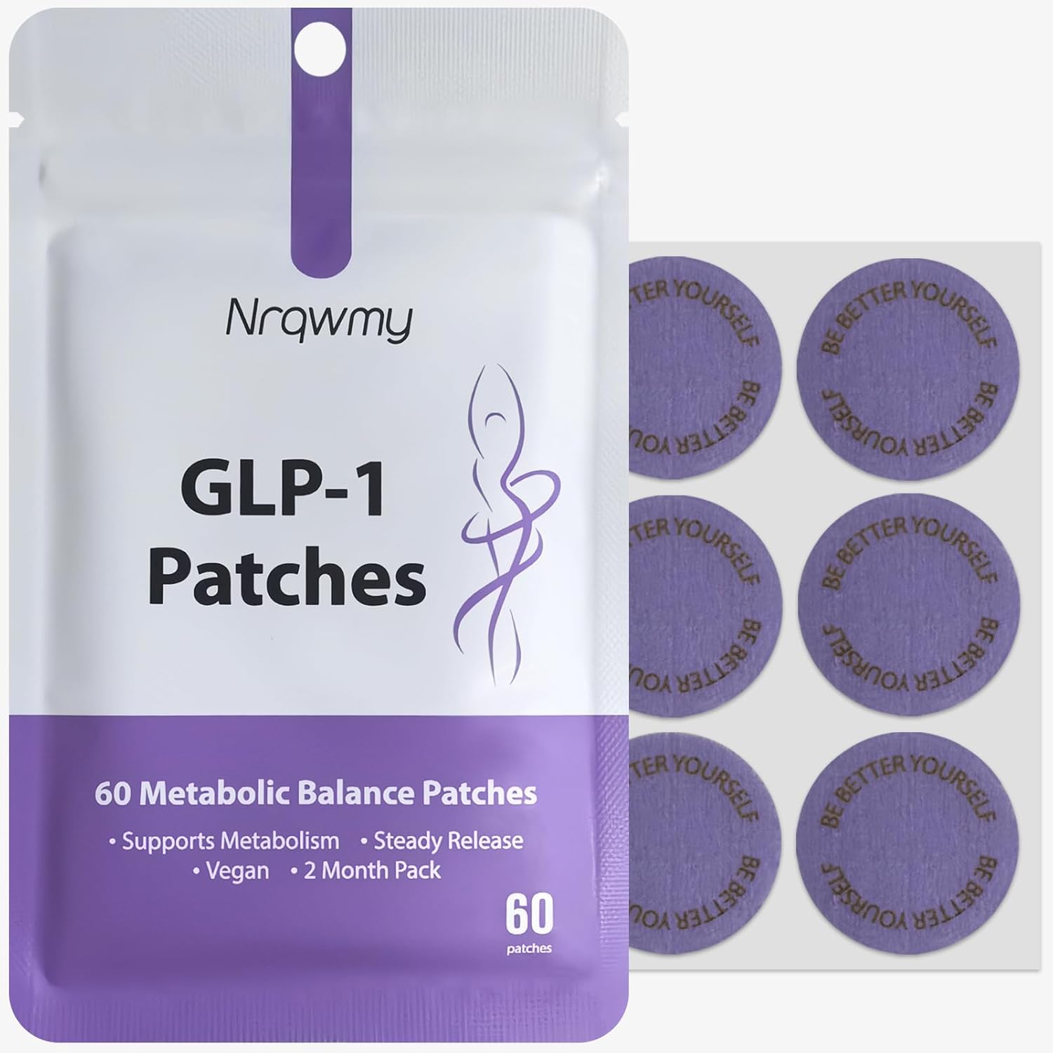 GLP-1 Patches 60 Count, Natural & Powerful Formula, 8-Hour Deep Absorption, Berberine, Cinnamon & Pomegranate Extracts, L-Glutamine | 2 Months Supply in 1 Pack