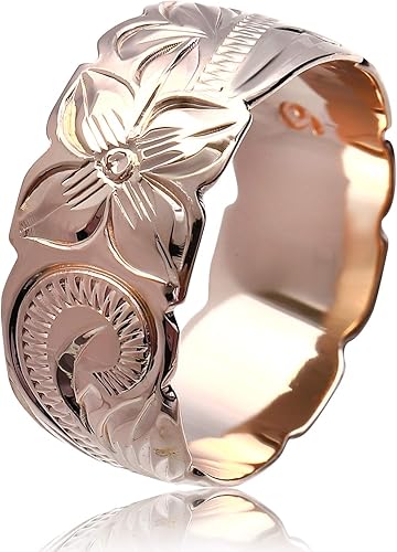 Amazon ハワイアンジュエリー Locomocoaloha リング 指輪 ピンク ゴールド カラー 8mm 波 プルメリア カットアウト 正規品 ジュエリー リング 通販
