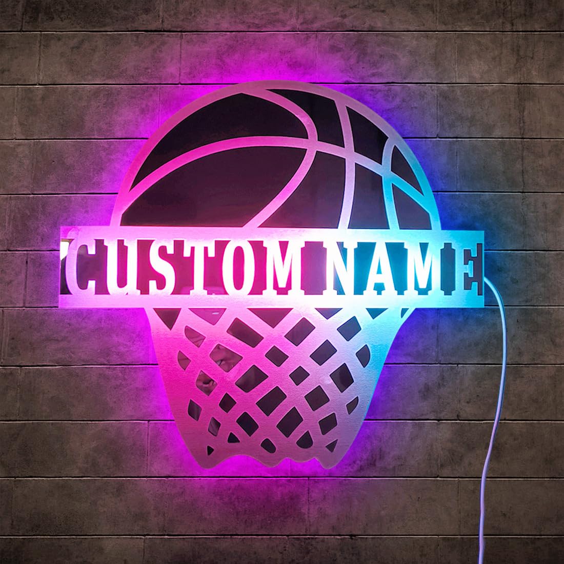 Personalized Neon Basketball Sign, Custom Name Night Light For Bedroom, Birthday Party Home Decor, Kids Sport Gifts — image 1
