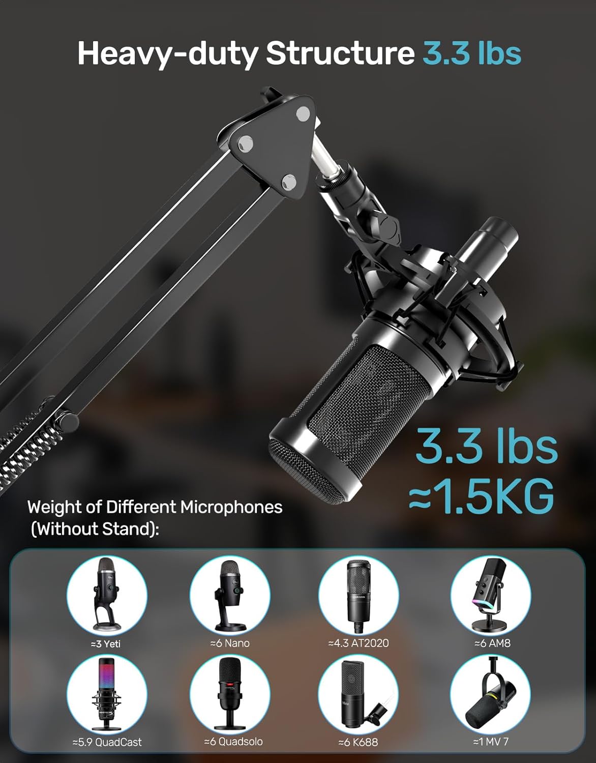 Custom Built for Razer Seiren Shock Mount Anti-Vibration Suspension Elastic Shock Mount Holder Clip Mics Stand with Screw Adapter Compatible with Razer Seiren V3 Mini USB V2 Microphone