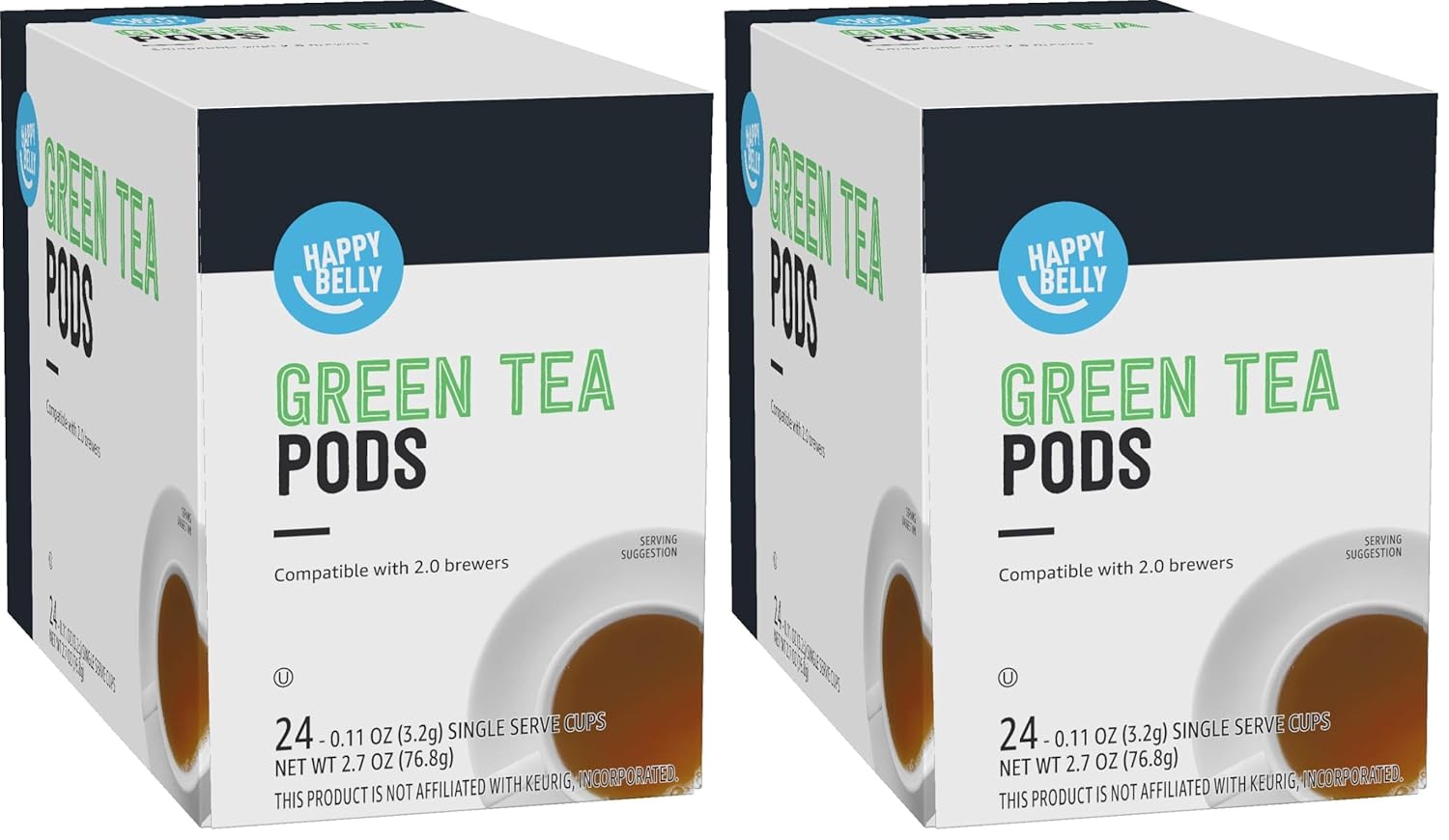 Happy Belly Tea Pods Compatible with 2.0 K-Cup Brewers, Green Tea, 24 Count (Previously Solimo) (Pack of 2)