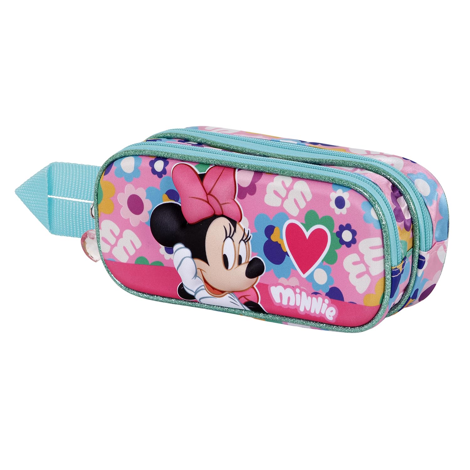 Karactermania Minnie Mouse Heart-3D Double Pencil Case, Pink, 22 x 9.5 cm