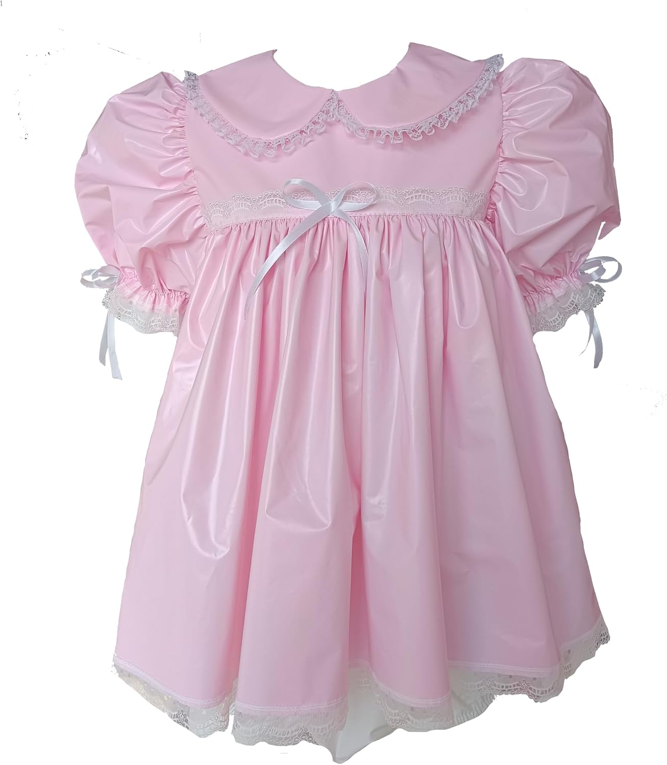 Haian Custom Pink PVC Adult Baby Sissy Style Dress with Matching Bonnet and Bloomers Set