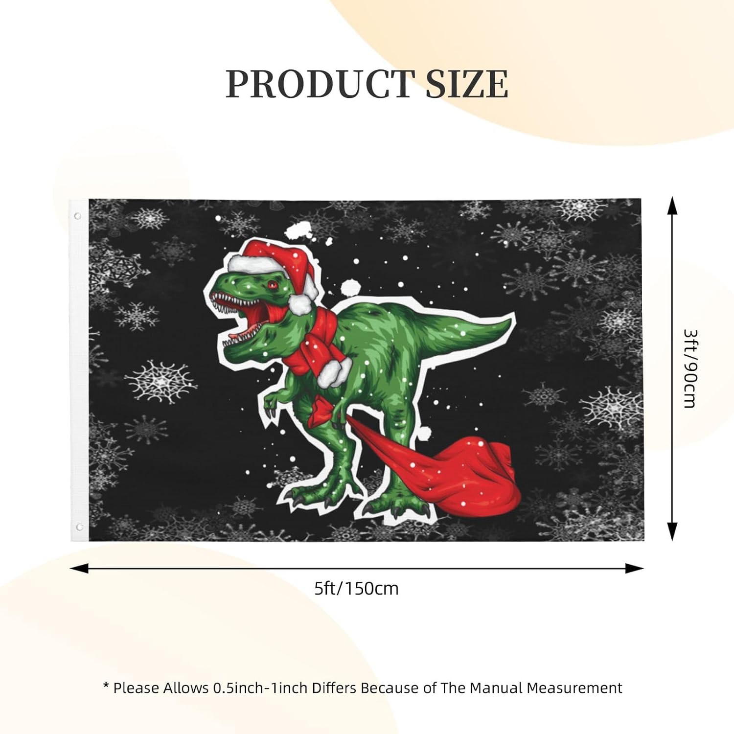 Christmas Flag Dinosaur Christmas Flag 3x5 Outdoor Double Sided Novelty Flags Outdoor Banner For Boys Room 3x5 Ft, Dinosaur Christmas Tapestry For Living Room
