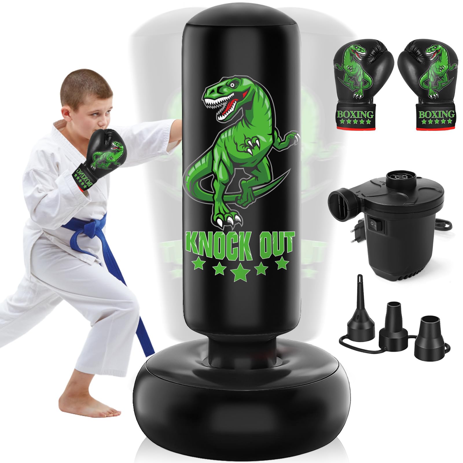 Quickdraw Aufblasbarer Dino-Boxsack Für Kinder – T-Rex, Velociraptor Oder Parasaurolophus, 96 Cm