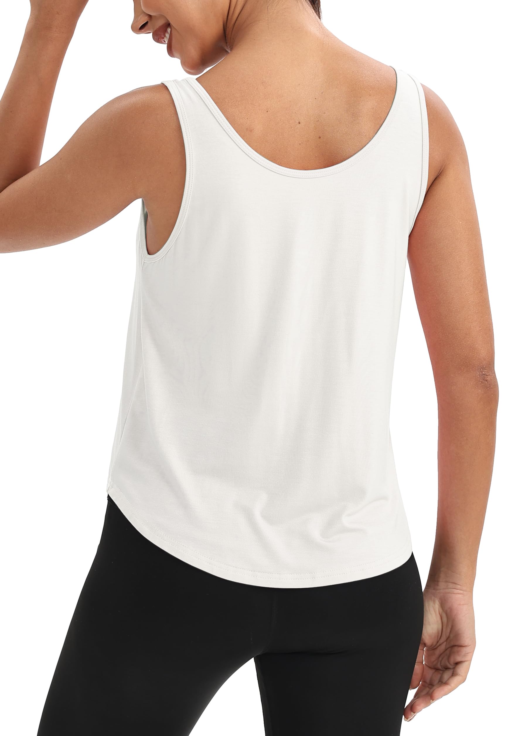 Mippo Camisetas de entrenamiento para mujer, recortadas, sin mangas, cuello redondo, atlética, yoga, gimnasio, ajuste holgado