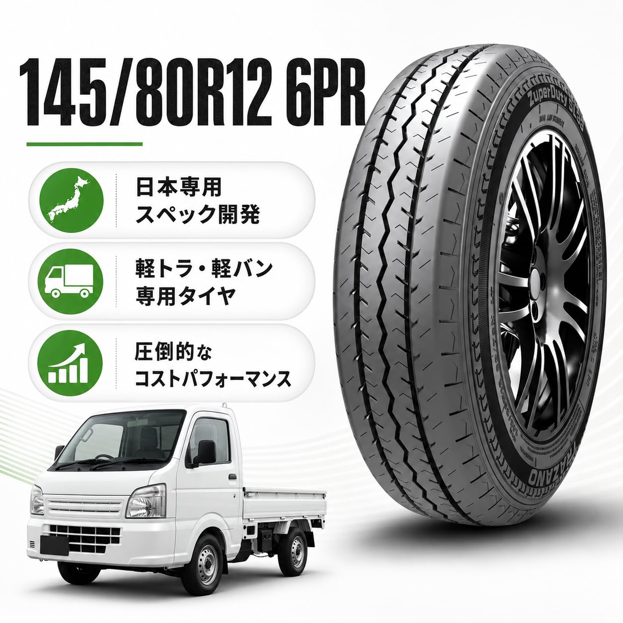 Amazon.co.jp: トラザノ(Trazano) 145/80R12 6PR 80/78N サマータイヤ
